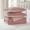 VCNY 3pc Full/Queen Home Embroidered Pick Stitch Microfiber Quilt Set Rose Pink - 3 of 4