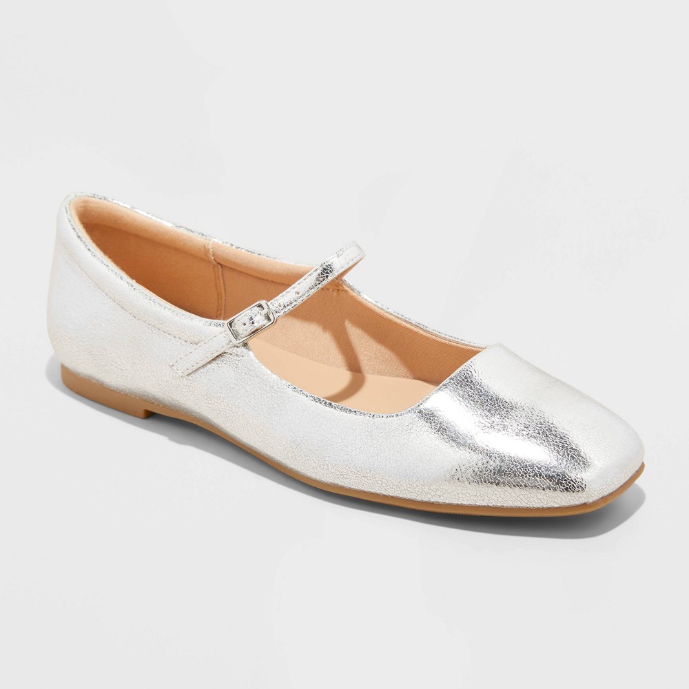 Women's Elsa Mary Jane Ballet Flats - Wild Fable™ Silver 8