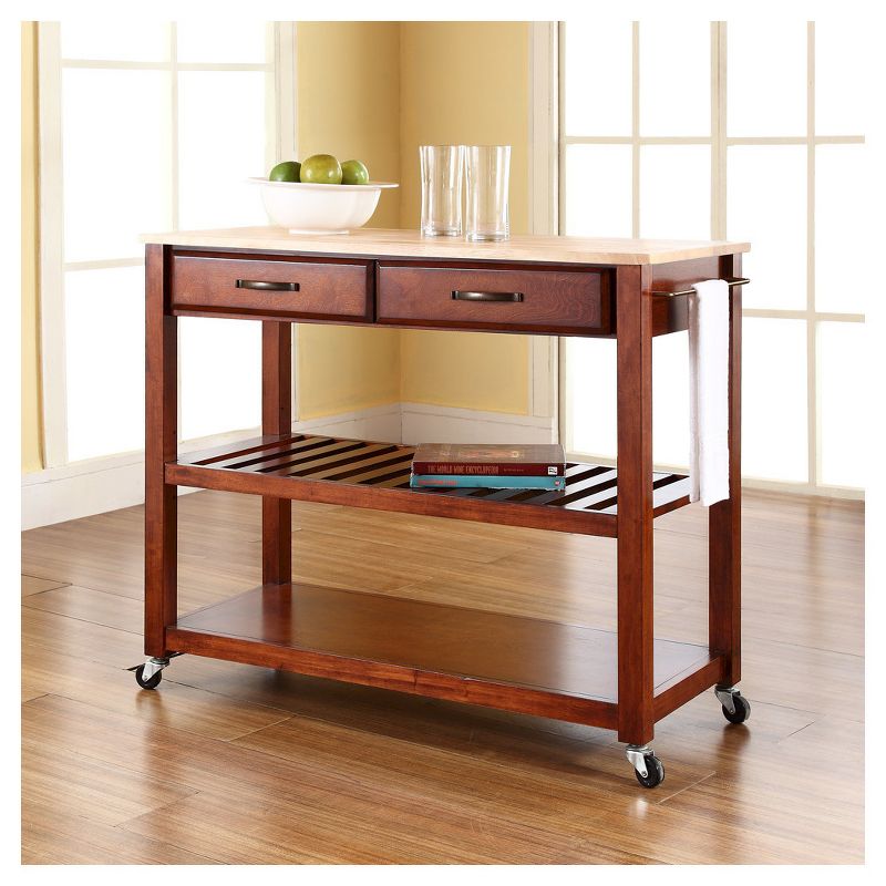 Natural Wood Top Kitchen Cart/Island with Optional Stool Storage - Crosley, 5 of 11