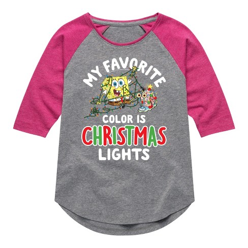 Spongebob Squarepants My Favorite Color Is Christmas Lights - Athletic Heather/fuchsia - 2t : Target