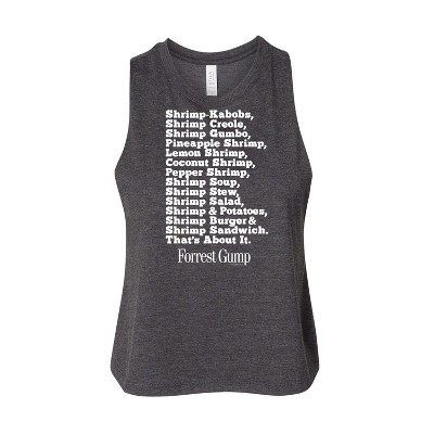 Women's Forrest Gump Bubbas Shrimp List Graphic Racerback Tank - Heather Charcoal - Medium