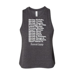 Women's Forrest Gump Bubbas Shrimp List Graphic Racerback Tank - Heather Charcoal - Medium - 1 of 3