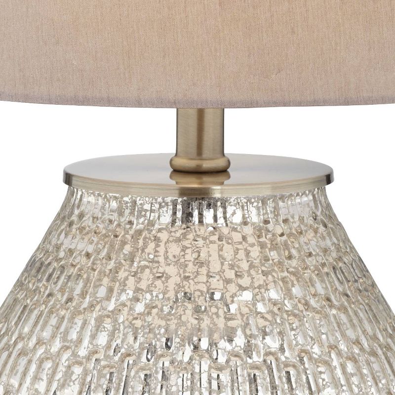 360 Lighting Cottage Accent Table Lamp 19 1/2" High Mercury Glass Teardrop Gray Drum Shade for Bedroom Bedside Nightstand Office, 5 of 9