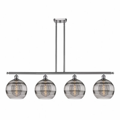 Rochester - 4 Light Stem Hung Island In Industrial Style-12.13 Inches Tall and 48.25 Inches Wide