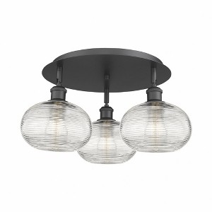 Ithaca - 3 Light Flush Mount In Industrial Style-9.25 Inches Tall and 19.75 Inches Wide - 1 of 1