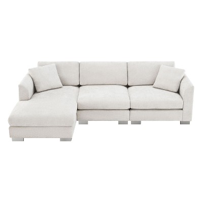 NicBex L-Shaped Chenille Sectional Sofa,4-Seat Couch Set with 2 Pillows and Chaise for Living Room,Apartment,Office
