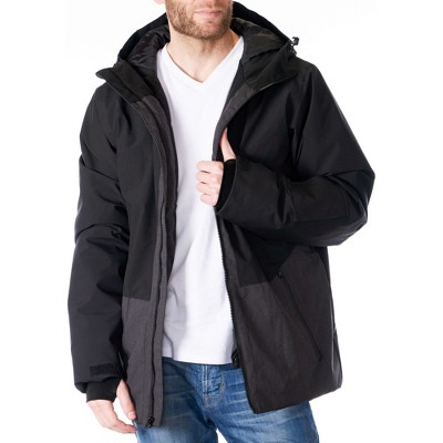 Мужские куртки Alpine Swiss Mens Waterproof Ski Jacket Hooded Snowboarding Coat Warm Winter Snow Jacket Raincoat Black Charcoal Small — фото 6