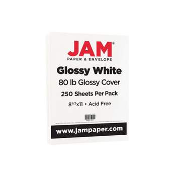 JAM PAPER Legal 80lb Cardstock - Glossy 2 Sided - 8.5 x 14 Coverstock - 216  gsm - White - 50 Sheets/Pack
