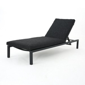 Gulches Dark Gray Patio Chaise Lounges - Adjustable Slat Panel Recliners with Cushions - 1 of 4
