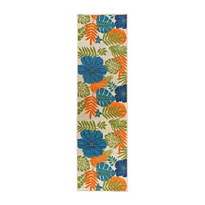 World Rug Gallery Tropical Floral Leaves Indoor/Outdoor Area Rug