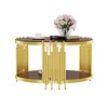Dolonm Luxury Round Coffee Table: 31.5" Gold Stainless Steel Base & 8mm Brown Glass, 300lbs Capacity, Adjustable Feet - Modern Living Room - 2 of 4
