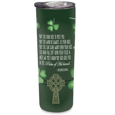 Elanze Designs Irish Blessings Green Shamrocks 20 ounce Stainless Steel Travel Tumbler