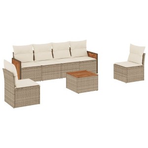 vidaXL Garden Sofa Set Beige PE rattan Large Modular Garden Sofa Set - 1 of 4