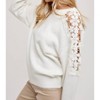 Women's Crochet Contrast Knit Sweater - BluIvy - 4 of 4