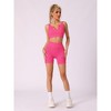 Allegra K Women's Bra and Underwear Sets, Ribbed Exercise Tank Bra High Waist Flatten Stomach Knickers - 4 of 4