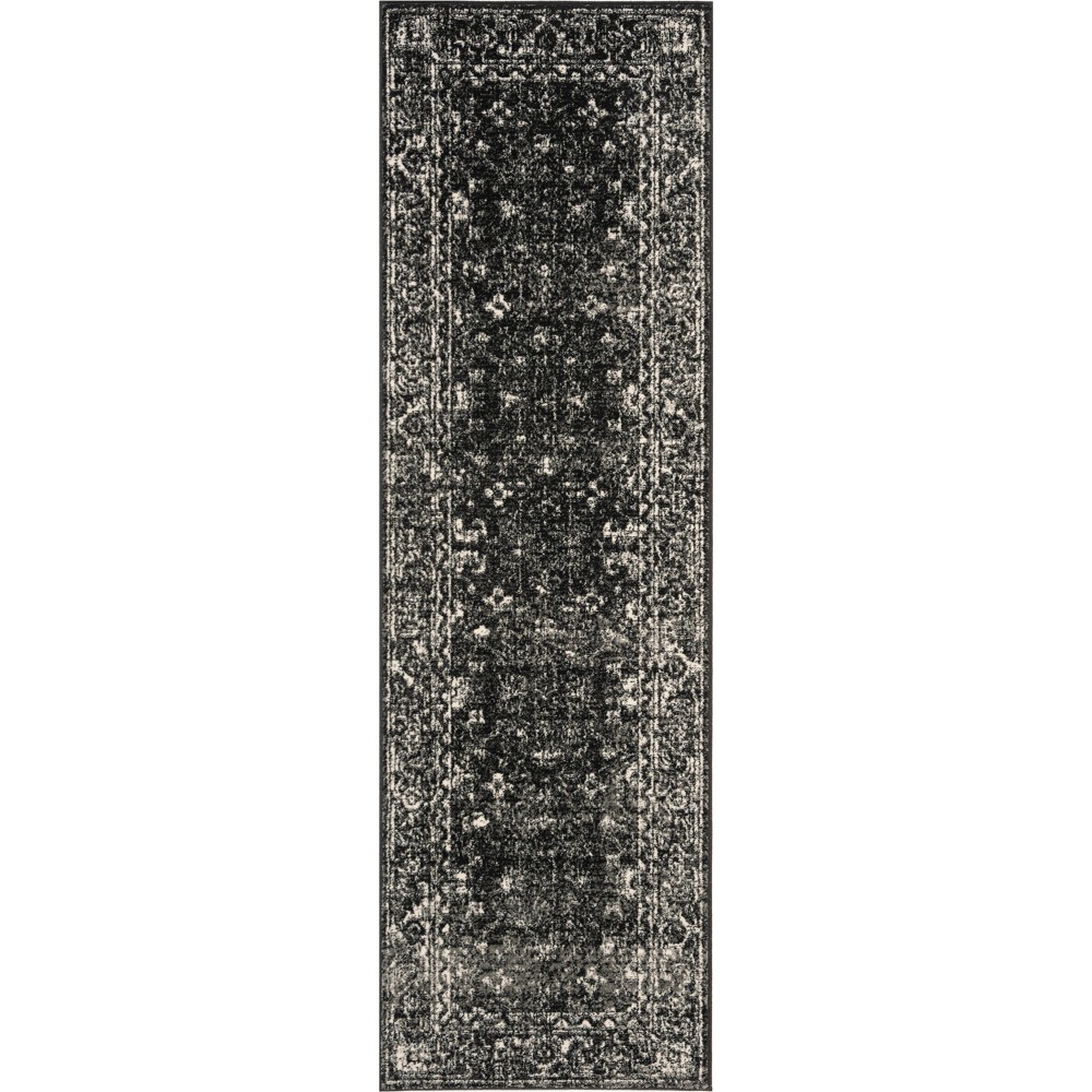 2'2inx9' Runner Medallion Loomed Charcoal/Ivory - Safavieh