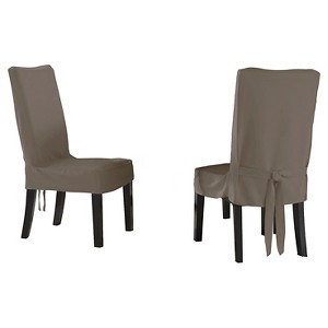Gray Relaxed Fit Smooth Suede Furniture Dining Chair Slipcover - Serta, Gray Short