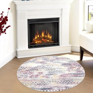 Boho Area Rug, Neutral Black Low Pile Washable Carpet, Non-Slip Non-Shedding Indoor Rug for Living Room, Bedroom, Kitchen, Bathroom - 1 of 4