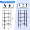FONTOI Storage Racks, 5-Tier Shelving Unit with Adjustable Leveling Feet&Wheels, Wire Stackable Racks for Garage Home Kitchen, Black, 21"*54"*12" - 3 of 4