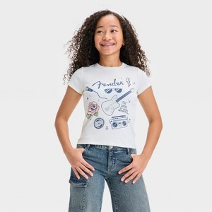 Girls' Fender Graphic Baby T-Shirt - Cream - 1 of 4