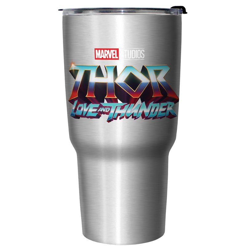 Marvel: Thor: Love and Thunder Metallic Logo Stainless Steel Tumbler w/Lid, 1 of 3