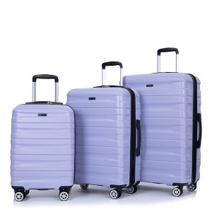 Wooakway 3 Piece Luggage Sets PC Lightweight & Durable Expandable Suitcase with Two Hooks - 1 of 4