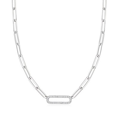 Ross-Simons 0.40 ct. t.w. CZ Paper Clip Link Necklace in Sterling Silver Size 17