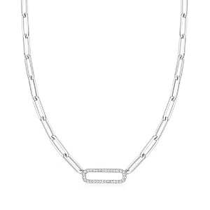 Ross-Simons 0.40 ct. t.w. CZ Paper Clip Link Necklace in Sterling Silver Size 17 - 1 of 3