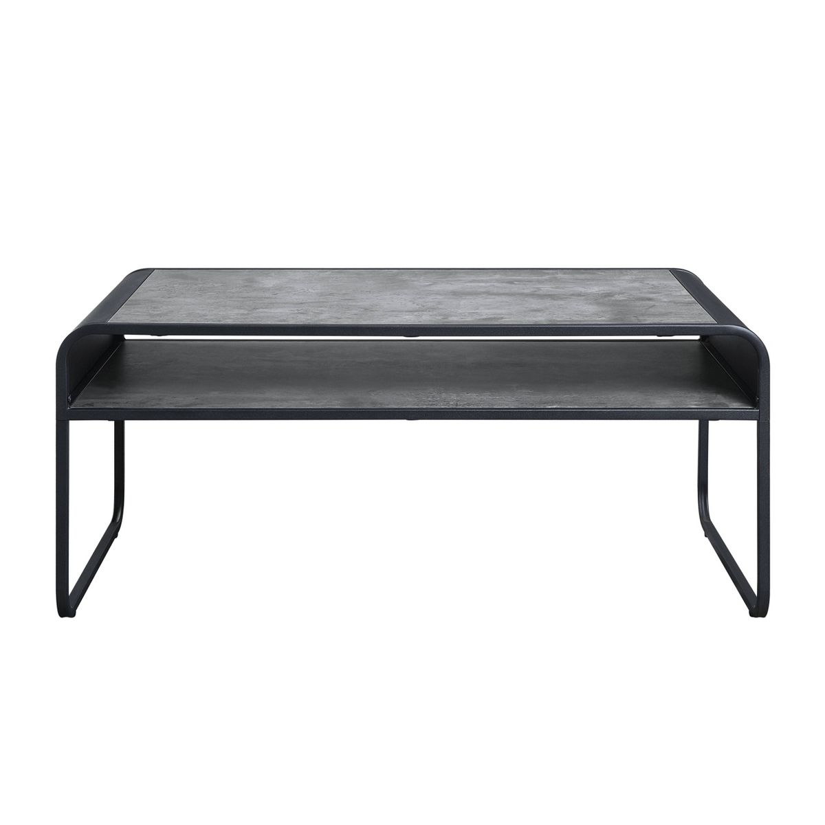 Acme Furniture 42" Raziela Coffee Table Concrete Gray and Black Finish: Loop Leg Design, Wood Composite Top, Metal Frame - thumbnail 4