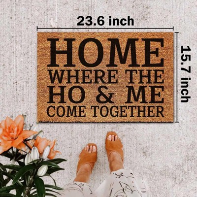LunaLulink Heavy Duty Coconut Fiber Front Door Mat, Non-Slip Welcome Entrance Carpet, 23.6x15.7 Inches, Housewarming Gift with Edgy Humor Design