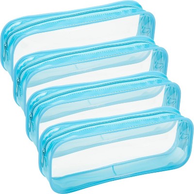 Fmeida 4 Pieces Clear PVC Bags Big Capacity Zipper Pencil Pouch Case