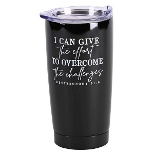 Dicksons SSTUMB-124 Black 20 Ounces Stainless Steel Travel Tumbler Mug with Lid, Give Effort Overcome Challenges - 1 of 2