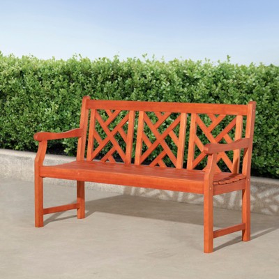Solhome Lidwina Reddish Brown Tropical Wood Garden Bench for 3 Seaters