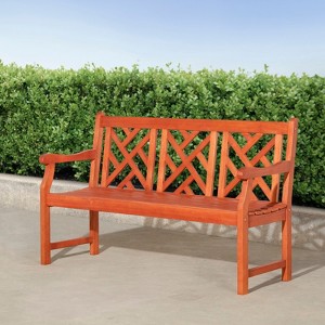 Solhome Lidwina Reddish Brown Tropical Wood Garden Bench for 3 Seaters - 1 of 4