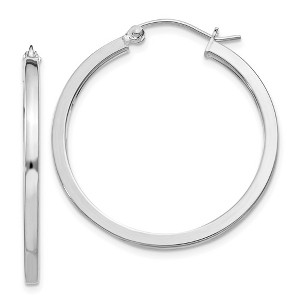 Black Bow Jewelry 2mm, Sterling Silver, Polished Square Hoops - 30mm (1 1/8 Inch) - 1 of 4