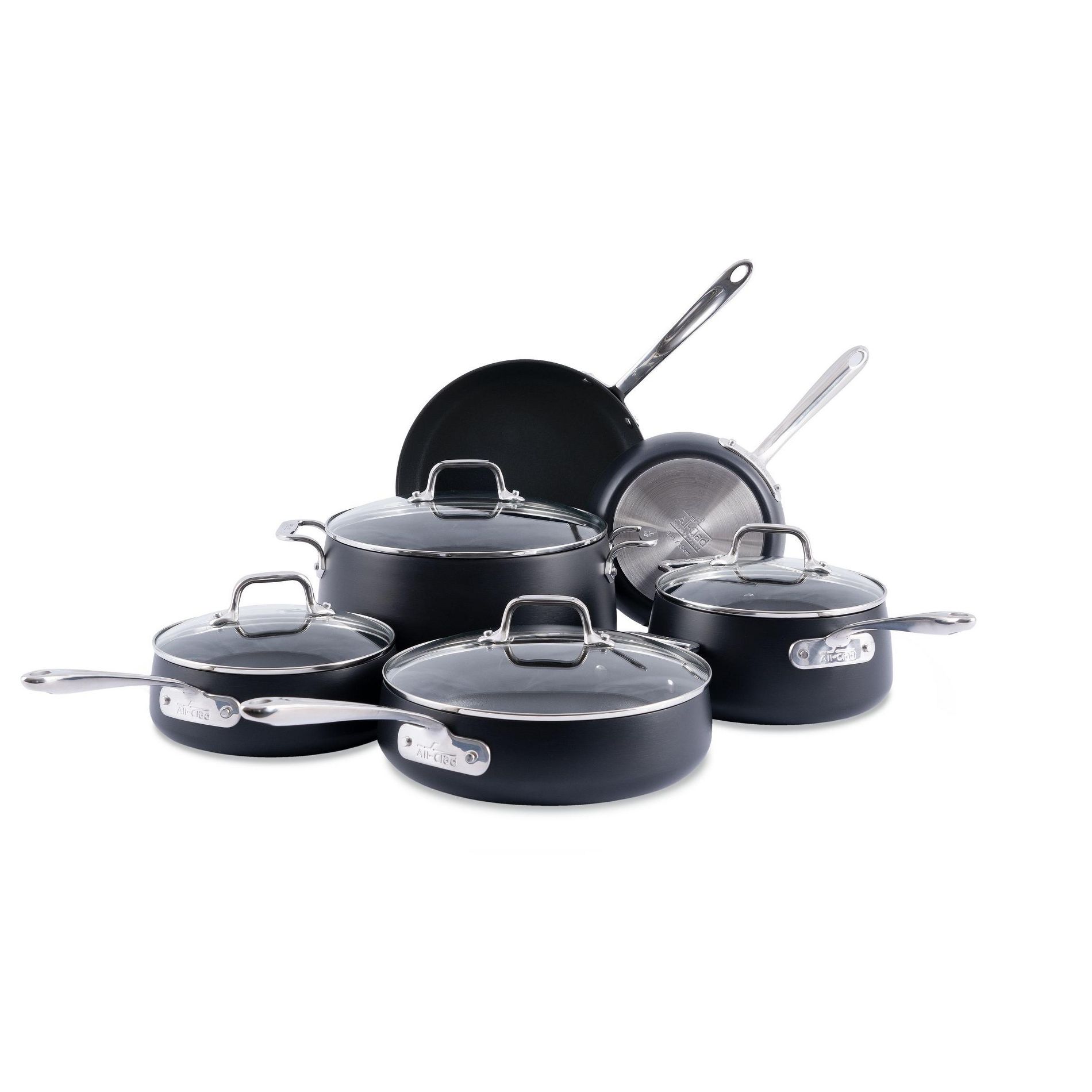 All-Clad 10pc Nonstick Cookware Set, HA1 Expert Cookware, Black