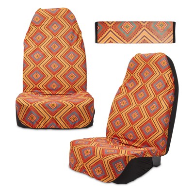 Zodaca 4 Piece Aztec Boho Car Accessories, Southwest Design Blanket Seat and Seatbelt Covers