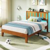 Greenstell Wooden Bed Frame with Headboard, Charging Station & LED Lights - Wood Slat Support Foundation, No Box Spring Needed - 4 of 4