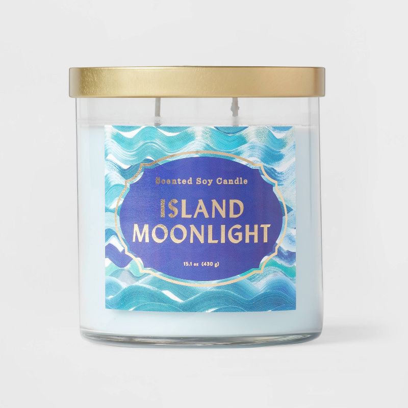 Clear Glass Island Moonlight Lidded Jar Candle Pale Blue - Opalhouse™, 1 of 6