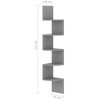 vidaXL Wall Corner Shelf Gray 7.5"x7.5"x48.4" Engineered Wood - 4 of 4