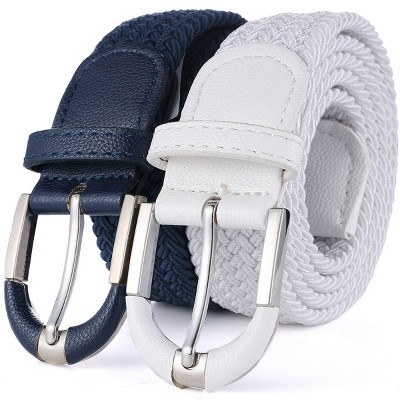 Mio Marino  Men's Hopsack Weave Elastic Belt - Navy & Alabaster, Size:  Medium : Target