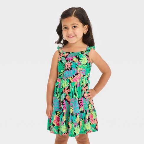 Toddler Girls Tropical Floral Dress Cat Jack Black 5t Target