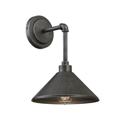 Galvanized Metal 13" Industrial Wall Sconce with Clear Seeded Glass