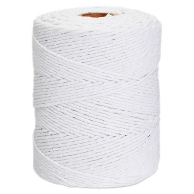 Bright Creations 200 Yards of 2mm Macrame Cord for Crafts, White Cotton String for Gift Wrapping, Bakers Twin for Wall Hanging, Plant Hangers