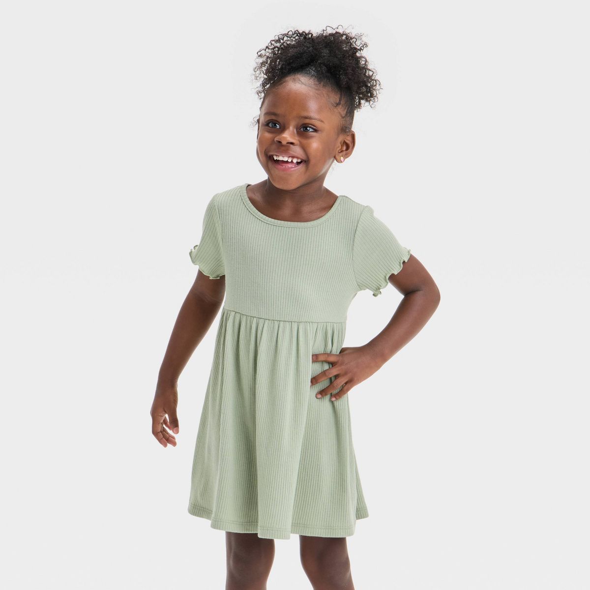 Toddler Girls' Short Sleeve Solid Ribbed Dress - Cat & Jack™ - thumbnail 4