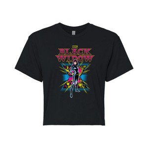 Women's - Marvel - Bw Black Light Cropped Graphic T-Shirt - 1 of 4