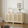 Wood Coffee Bar Cupboard Console Table with Doors and Shelves,2-Door Rattan Storage Cabinet for Hallway, Entry, Living Room - 3 of 4