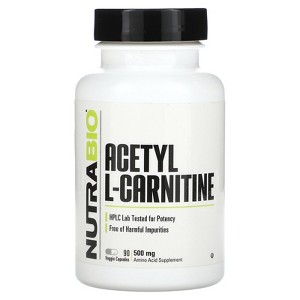 NutraBio Acetyl L-Carnitine, 500 mg, 90 Veggie Capsules - 1 of 4