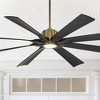 70" Possini Euro Design Defender Modern Indoor Outdoor Ceiling Fan with Dimmable LED Light Remote Soft Brass Matte Black Damp Rated for Patio Exterior - 2 of 4