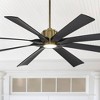 70" Possini Euro Design Defender Modern Indoor Outdoor Ceiling Fan with Dimmable LED Light Remote Soft Brass Matte Black Damp Rated for Patio Exterior - image 2 of 4